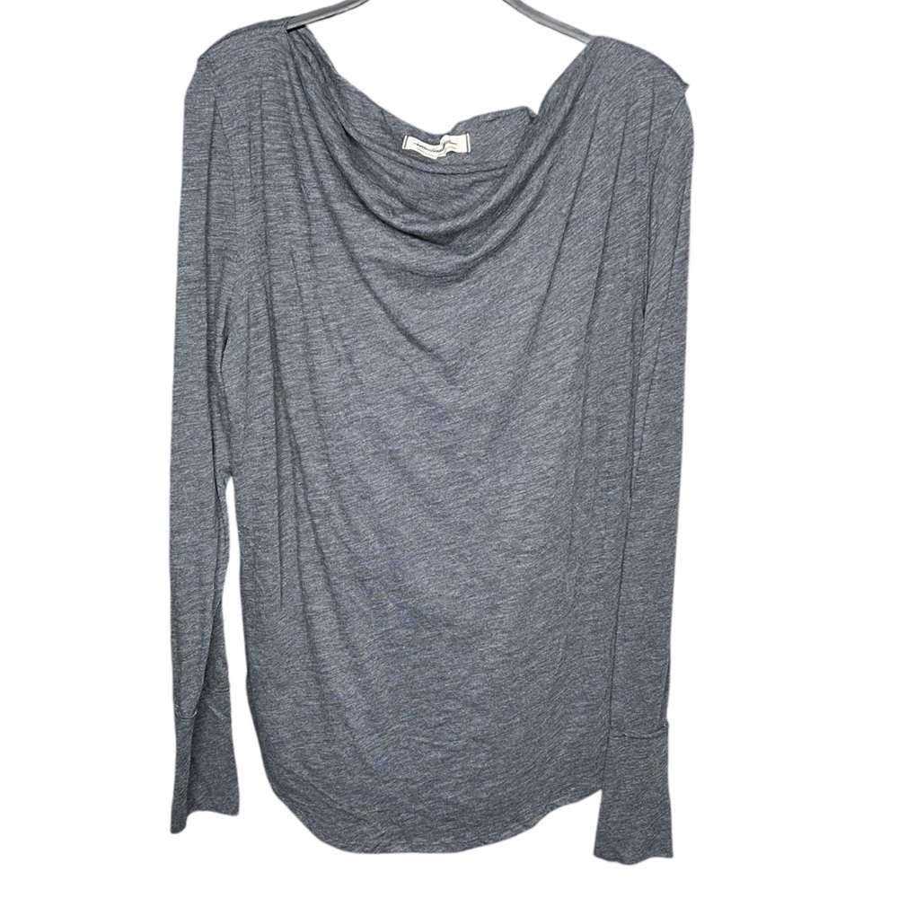 We The Free Free People Gray Draped Blouse with Long Sleeves